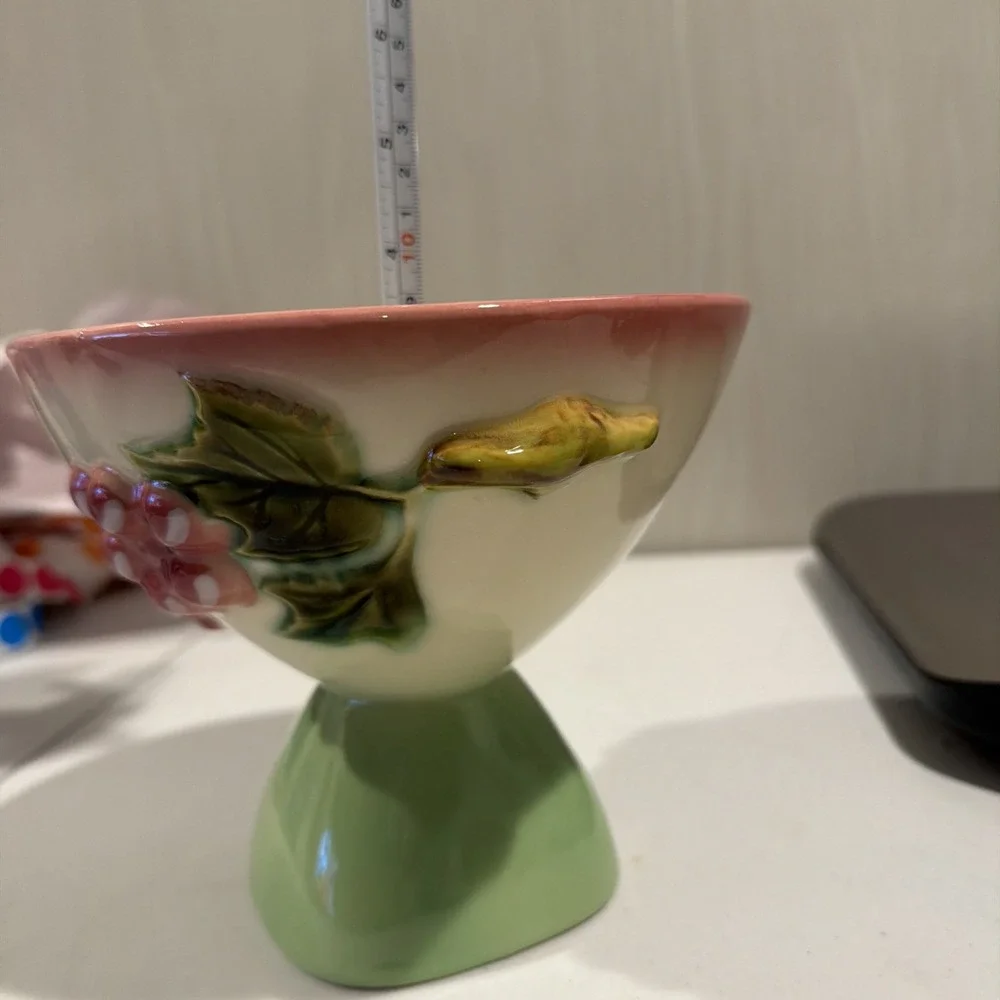Vtg MCM Rare HTF‎ 1950s Hull Pottery Tokay Tuscany pedestal candy dish No Lid